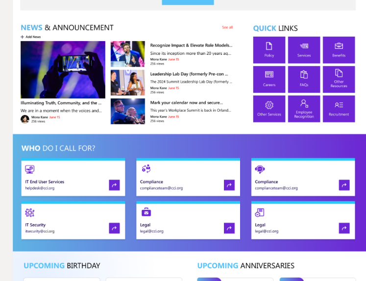 User friendly SharePoint intranet created by code creators