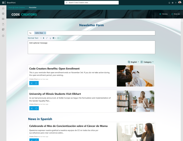 sending newsletter from sharepoint by using sharepoint automation 