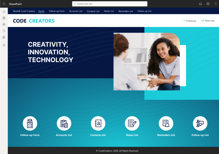 responsive sharepoint site created using sharepoint spfx by code creators