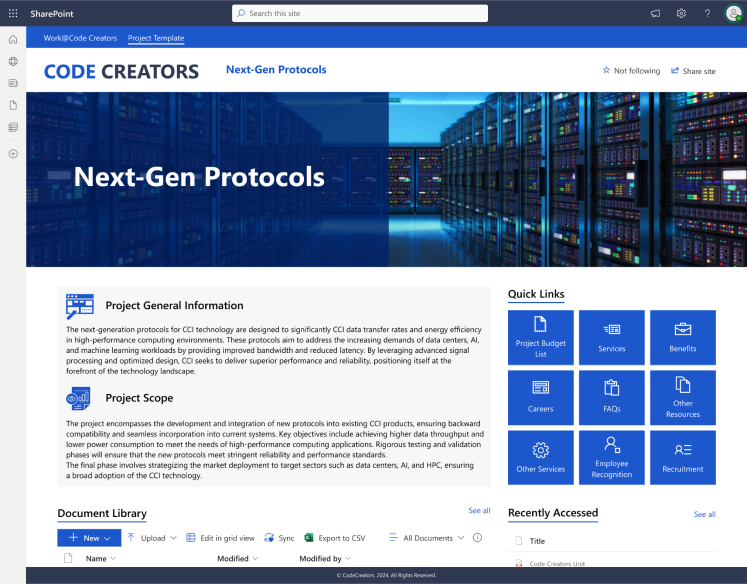 next gen sharepoint project management protocols created by code creators 