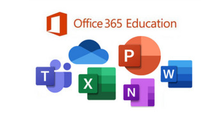 image with text office 365 education and showing teams, word, powerpoint etc logos