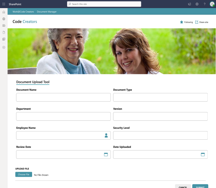 SharePoint document management system created by code creators