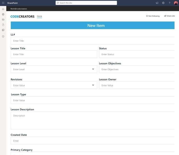 Interface of power app developed by code creators