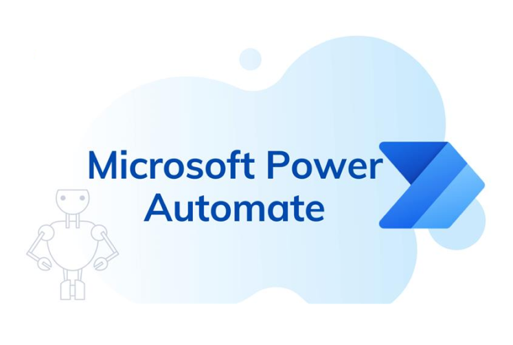Microsoft Power Automate logo with a blue background and a robot icon on the left